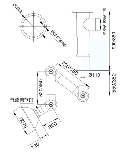 海口大管径万向排气罩五指山直径110万向抽气罩琼海大管径抽排