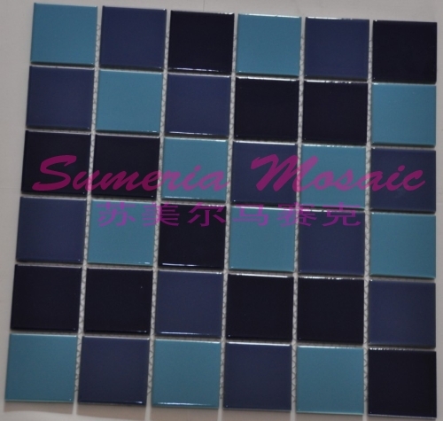 游泳池装修-蓝色陶瓷马赛克 渐变陶瓷马赛克拼花