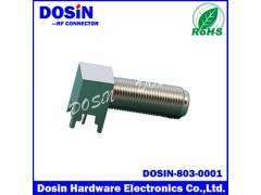 F型射频同轴连接器，90度弯头四角焊板F连接器图1