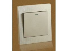 仿古拉丝款开关插座 土豪金 香槟金一位双控开关图1