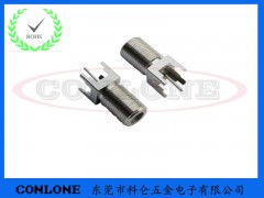 全铜F-KE视频连接器,F母头四脚180度图1