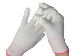 【百安PU手套】厂家供应白色PU涂指手套图1