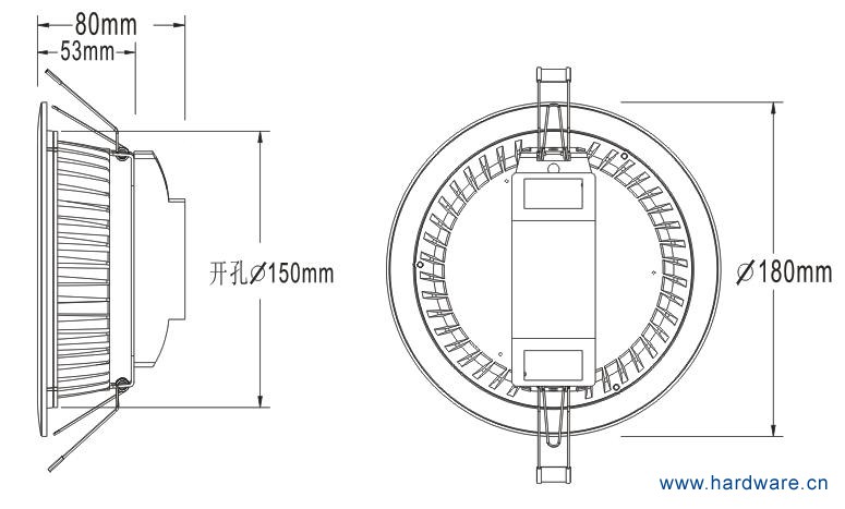 5寸LED筒灯尺寸图