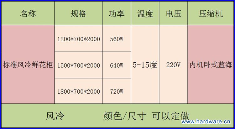 2标准风冷鲜花柜