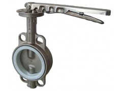 不锈钢手柄蝶阀D71X，不锈钢对夹式蝶阀图1