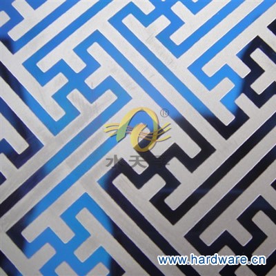 不锈钢宝石蓝万字花蚀刻板