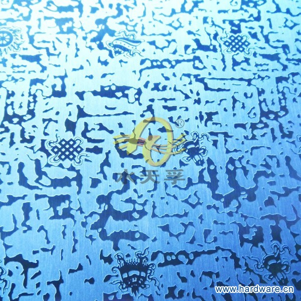 不锈钢宝石蓝拉丝蚀刻板