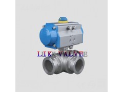 进口不锈钢卡箍气动三通球阀图1