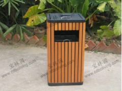 休闲钢木单桶垃圾桶图1