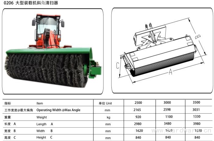 大型装载机斜角清扫器