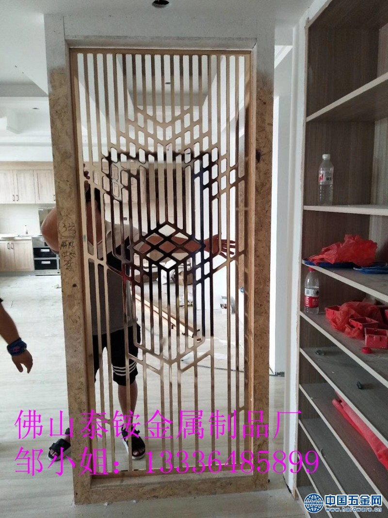 河南铝合金雕刻护栏 镜面玫瑰金铝板镂空护栏 (5)