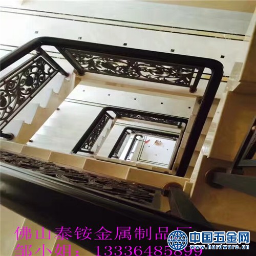 临沂市铝艺楼梯护栏 欧式现代艺术 铝板雕花楼梯扶手 (5)