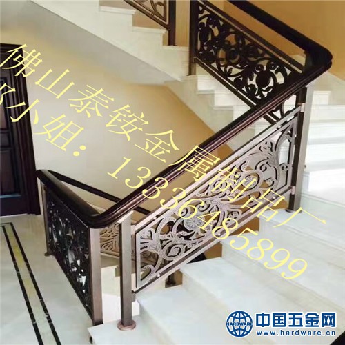 衡水市独栋欧式别墅选购铜艺铝艺雕花楼梯扶手 (4)