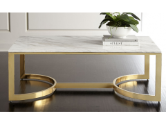 北欧不锈钢茶几 大理石茶几 简约现代客厅长方形茶几图1