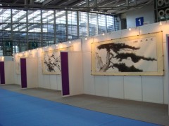 画展墙板无缝展板热卖商会展墙 挂画板书画亚麻布艺术板墙直销图1