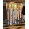 不锈钢屏风隔断现代简约欧式酒店客厅花格镂空雕花玫瑰金金属玄关