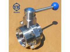 卫生级双外螺纹蝶阀 不锈钢手动蝶阀图1