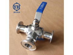 卫生级三通球阀 不锈钢手动快装球阀图1