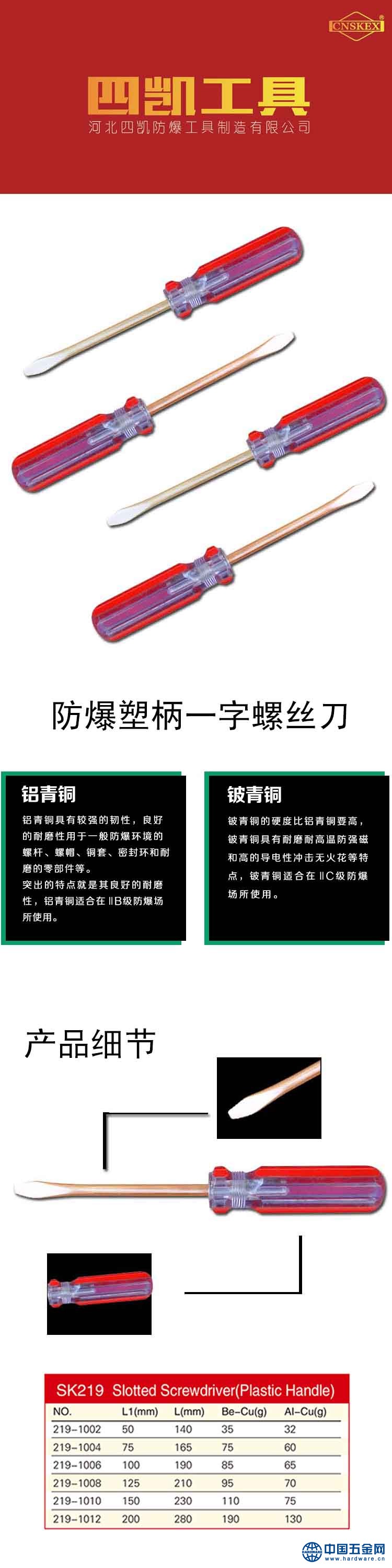 防爆塑柄一字螺丝刀