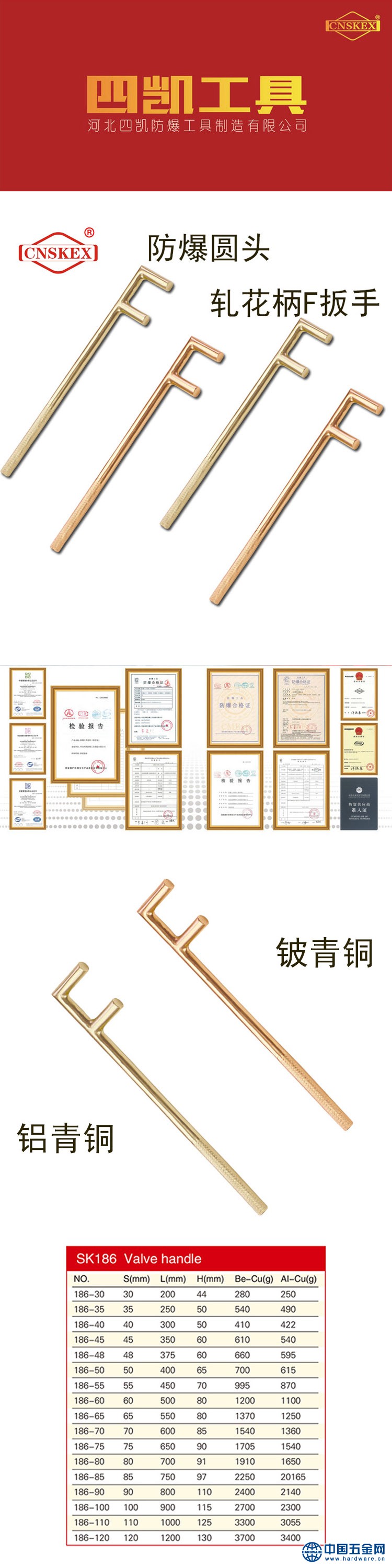 防爆圆头轧花柄F扳手