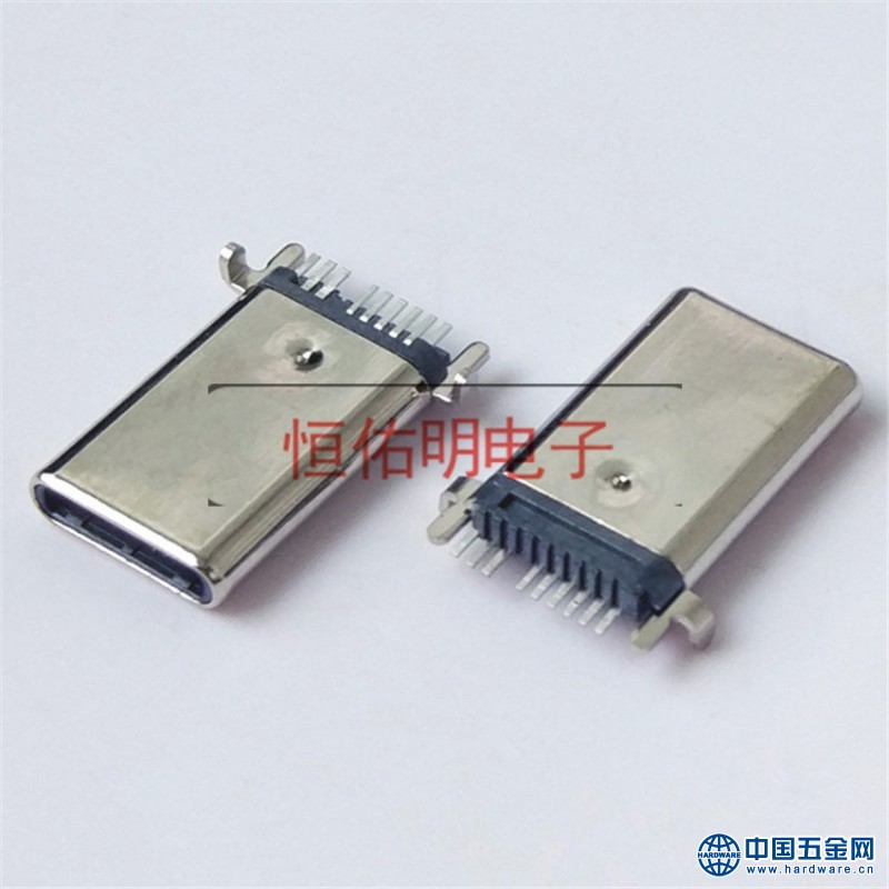Type-C 沉板公头 沉板1.2 单排9P贴片 贴板SMT式 加长外露11.35