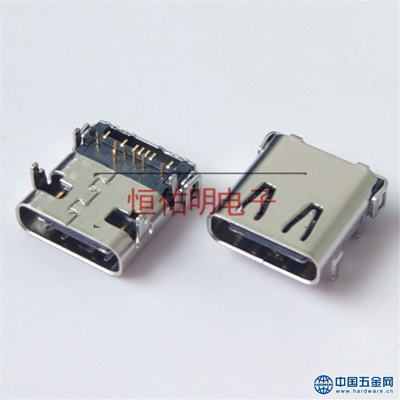 3.1 Type-c 前插后贴14P 板上型母座 2.0专用充电插板  