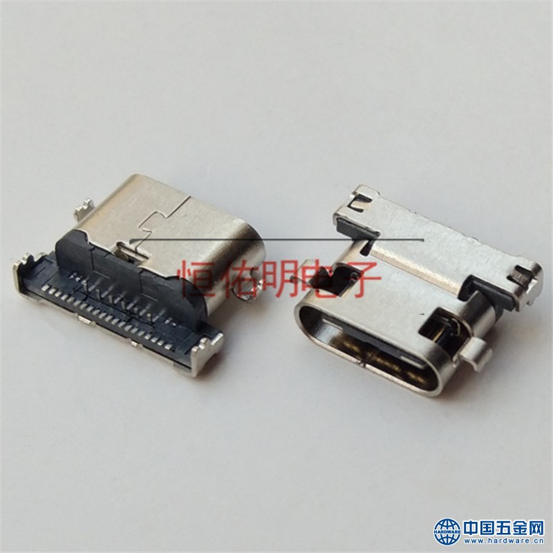 24P短体7.95mm沉板Type-c母座 6P前插18P后贴