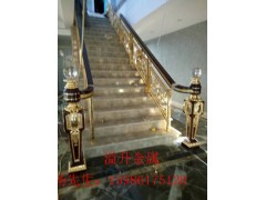 中式轻奢豪华专用土豪金铝板雕花楼梯护栏图1