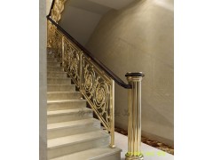北京高端定制 现代中式铜艺雕刻楼梯扶手 酒店别墅铝艺护栏图1