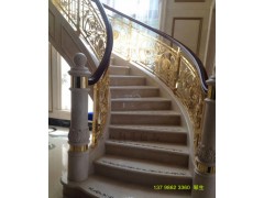 欧式铜艺楼梯 杭州定制别墅艺术雕花铜楼梯扶手厂家图1