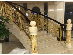 经典铝艺铜艺楼梯护栏 古铜镶花护栏图1