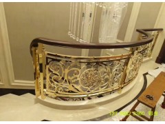 铜板雕花艺术楼梯扶手 铜艺雕刻旋转楼梯扶手效果图图1