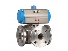 中鼎DA/SR-315气动不锈钢四通球阀双L型T型分流阀图1