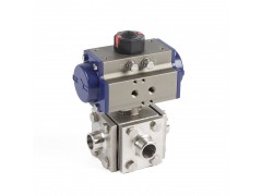 中鼎DA/SR-315气动卫生级不锈钢四通球阀食品级316L图1