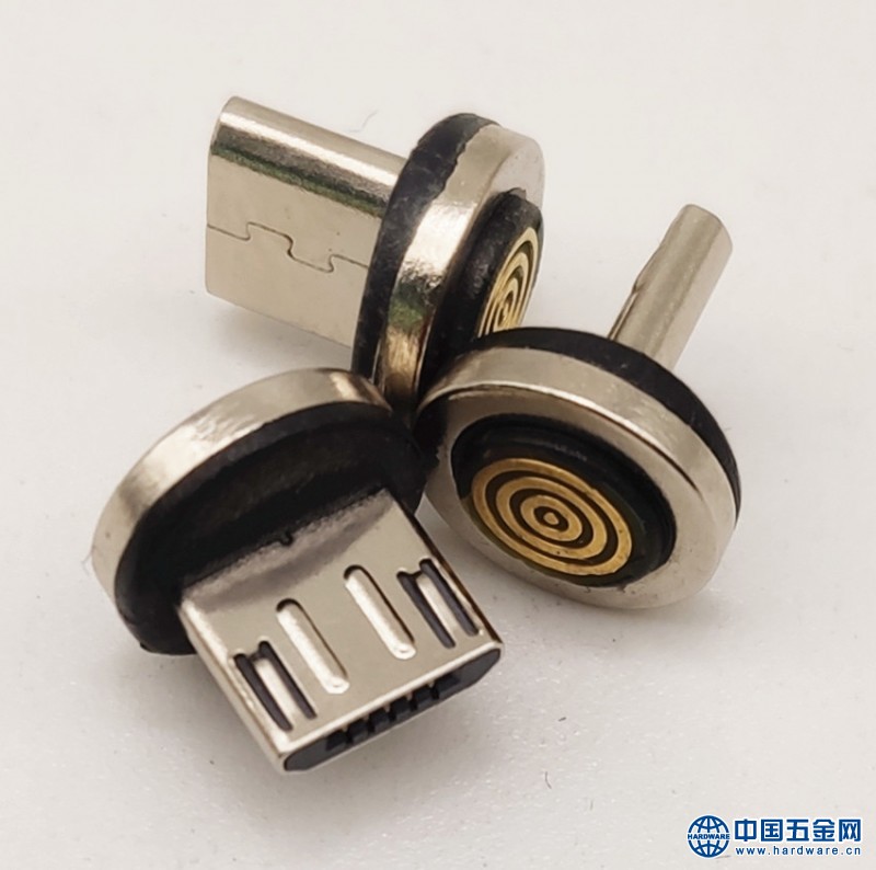 MICRO 带数据磁吸公头 5点单探针 圆形底座 磁吸插头