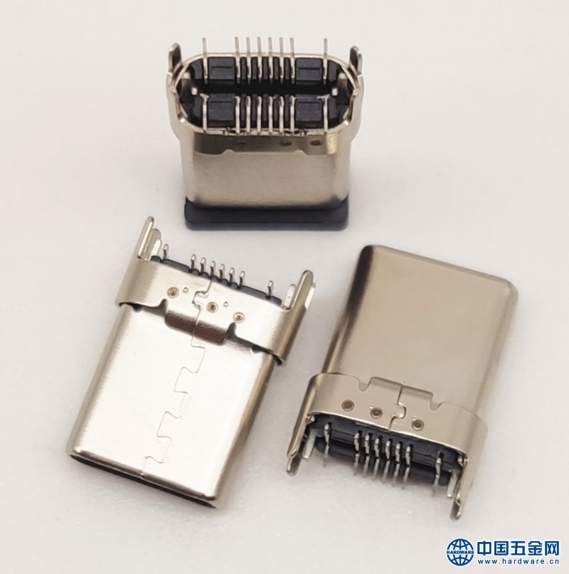 Type-c 16P立式公头 短体10.8mm 带鱼叉脚 立贴插头