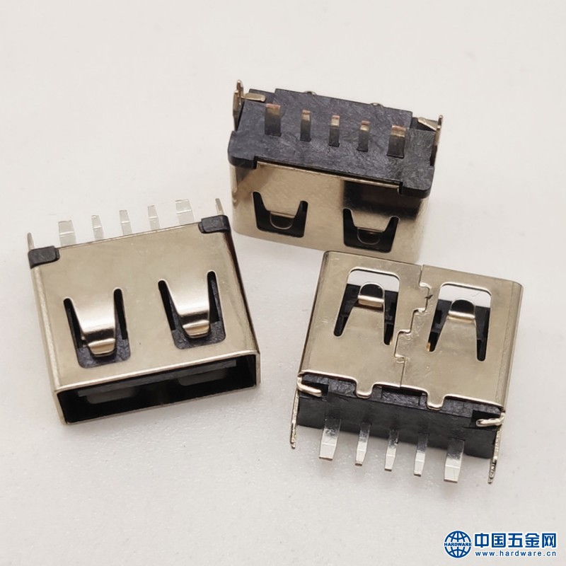 USB 2.0 5P大电流母座 180度插板 直插 短体10.0mm 立式快充