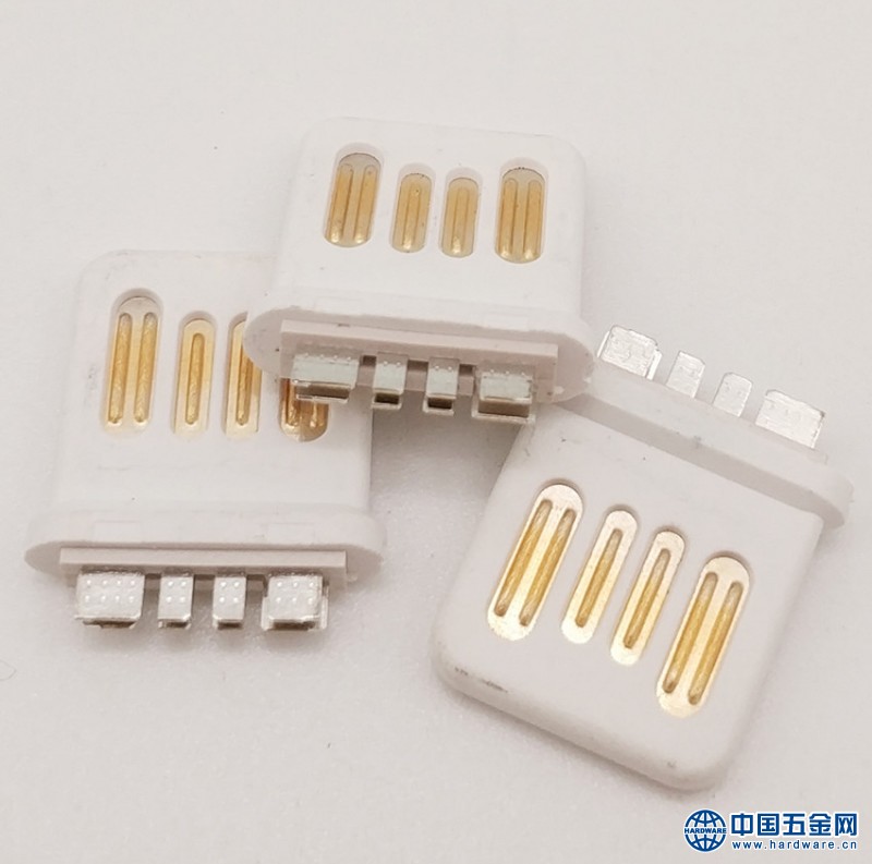 USB A公双面插公头 夹板式插头4PIN不分正反插 夹板0.8mm 全塑