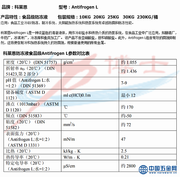 科莱恩食品级产品说明