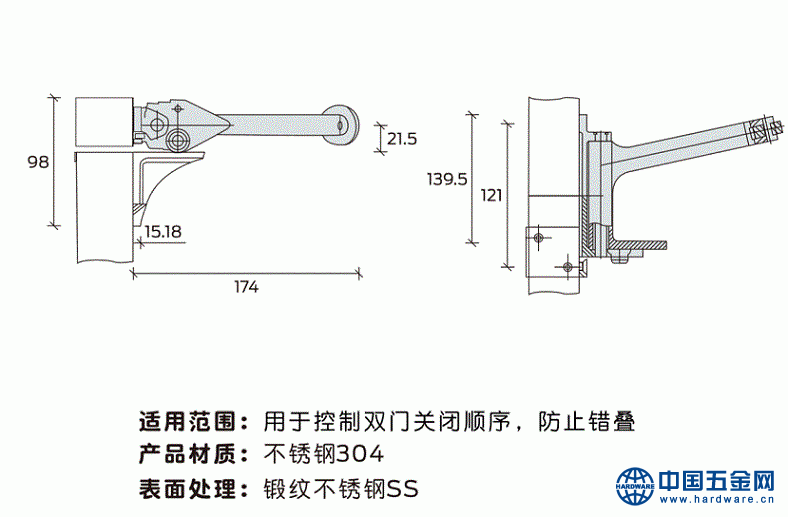 Briton必腾COR明装式顺位器 尺寸示意图