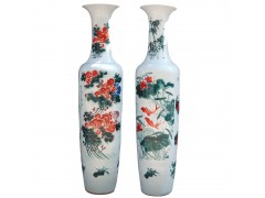 乔迁手绘陶瓷大花瓶 景德镇手绘1.6米落地大花瓶刻字图3