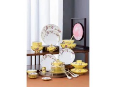 商务礼品珐琅彩餐具套装 金边仿古珐琅彩餐具皮盒包装图5