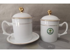 办公室茶杯定制单位logo文字 单位办公室会议骨瓷茶杯碟定制图3