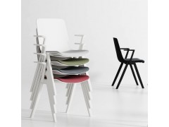 可重叠塑料培训椅 带写字板学习椅 办公会议记录椅图3