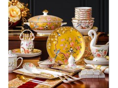 88头12人餐具套装批发 珐琅彩青花陶瓷餐具碗盘筷套组图4